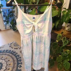Old Navy Fit & Flare Tie-Front Smocked Printed Mini Cami Dress